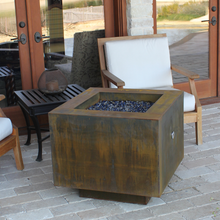 Load image into Gallery viewer, 30" Square Cor-Ten Steel Fire Pit with Hidden LP Tank